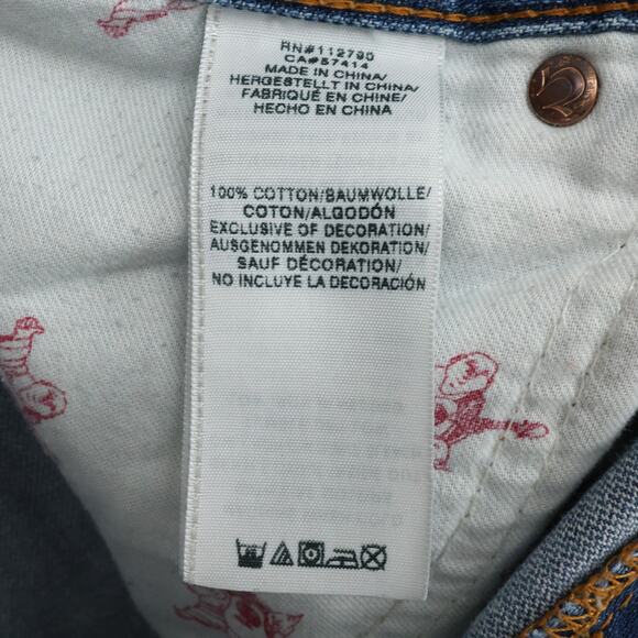 True Religion Jeans Mens 40 x 34 Waist Blue Denim Skinny Flap Pockets Distressed - Picture 10 of 16